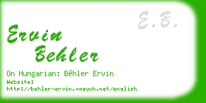 ervin behler business card